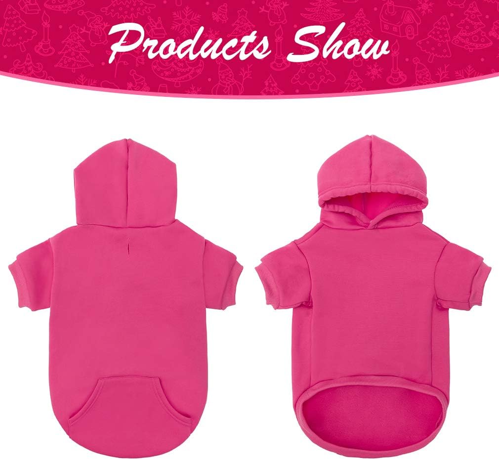 KOOLTAIL Basic Dog Hoodie - Soft & Warm Dog Hoodie Sweater with Leash Hole and Pocket, Dog Winter Coat, Cold Weather Clothes Sweatshirt for Small Medium Large Dogs Puppy Cat Boys Girls Deep Pink XL