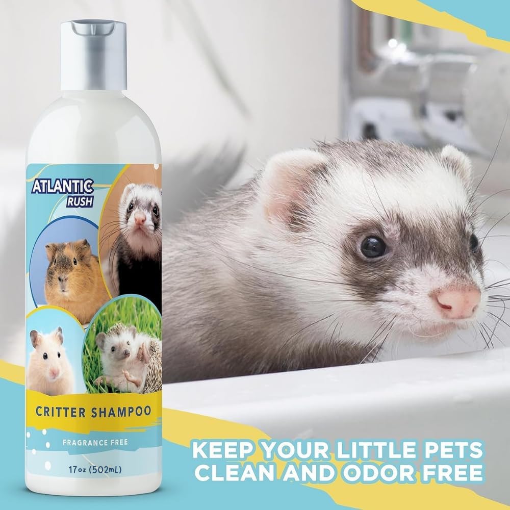 Critter Shampoo for Small Pets - 17 oz Small Animal Fragrance & Detergent Free Shampoo - Sensitive Skin Shampoo for Ferrets, Guinea Pigs, Rabbits, Hedgehogs, Hamsters & Sugar Gliders (Unscented)