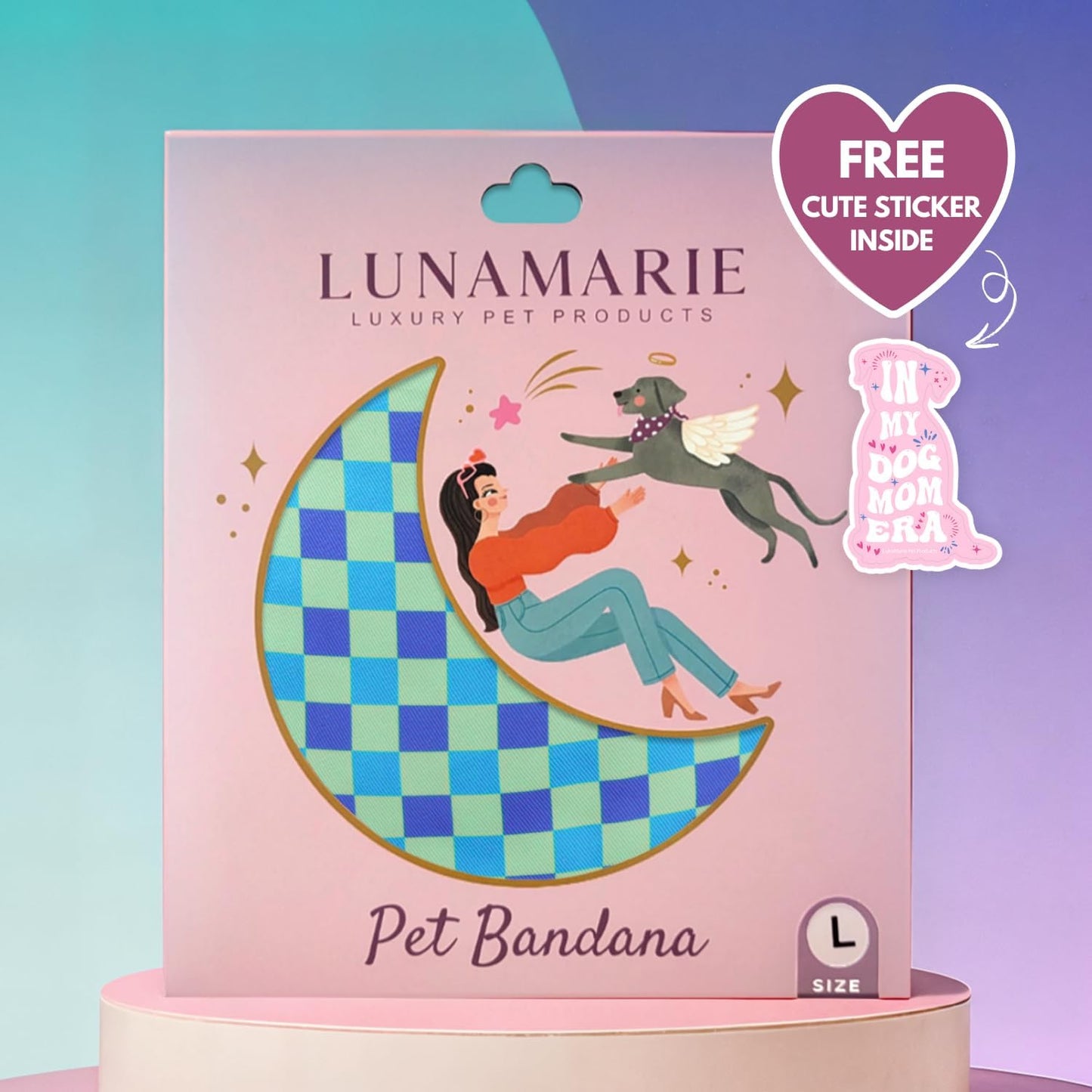 LunaMarie - Luxury Pet Birthday Bandanas -Premium & Silky Poly Fabric | 100% Handmade | Custom Shape Dual Layered (Electric Rebel, Small)