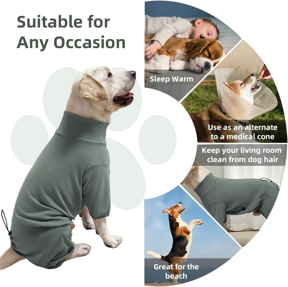 Dog Pyjamas PJS Sweater Clothes and Home Clothing Suitable for Medium to Large Breeds of Dogs, Dog Neutering Suits, Extra-Large Stretch Fabric, Four-Legged Clothes (Thickened Green, 2XL)