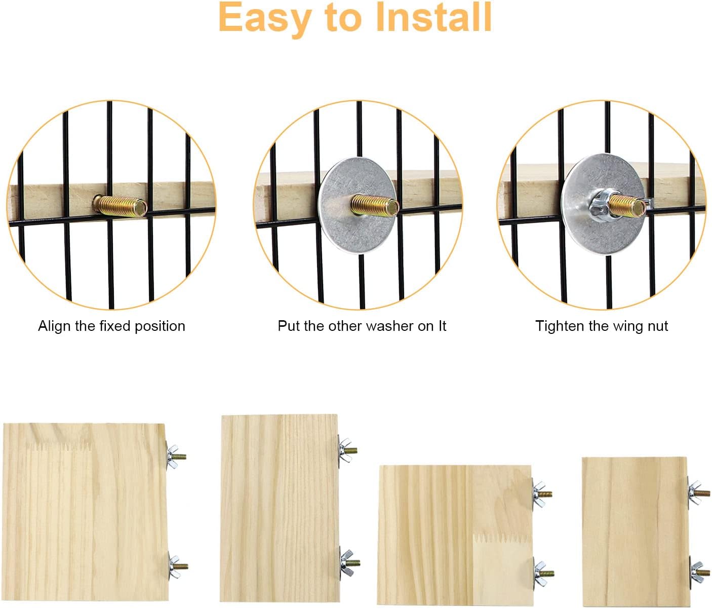 2pcs Bird Perch Platform Flat Stand Beak Paw Grinding Wood for Parrot Parakeet Cockatiel Lovebird Conure Finch Budgie