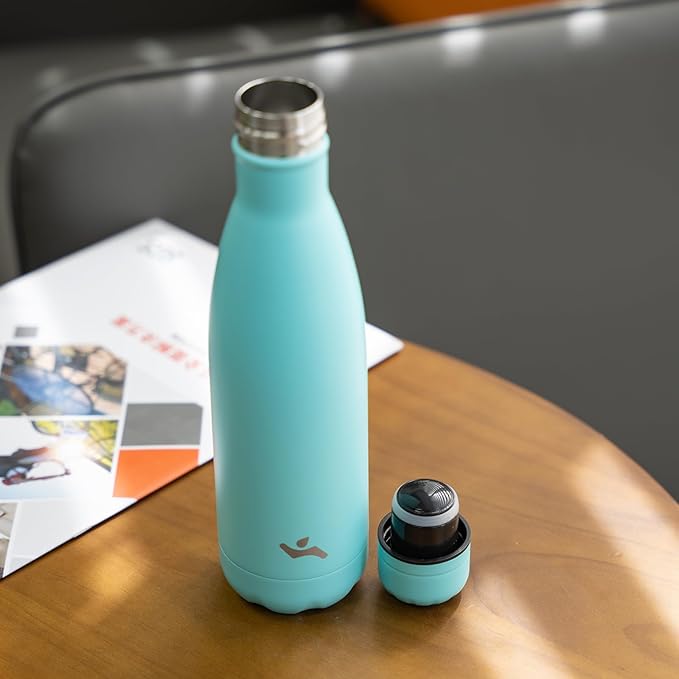 Insulated Water Bottles,17 oz Double Wall Stainless Steel Vacumm Metal Flask for Sports Travel,Turquoise