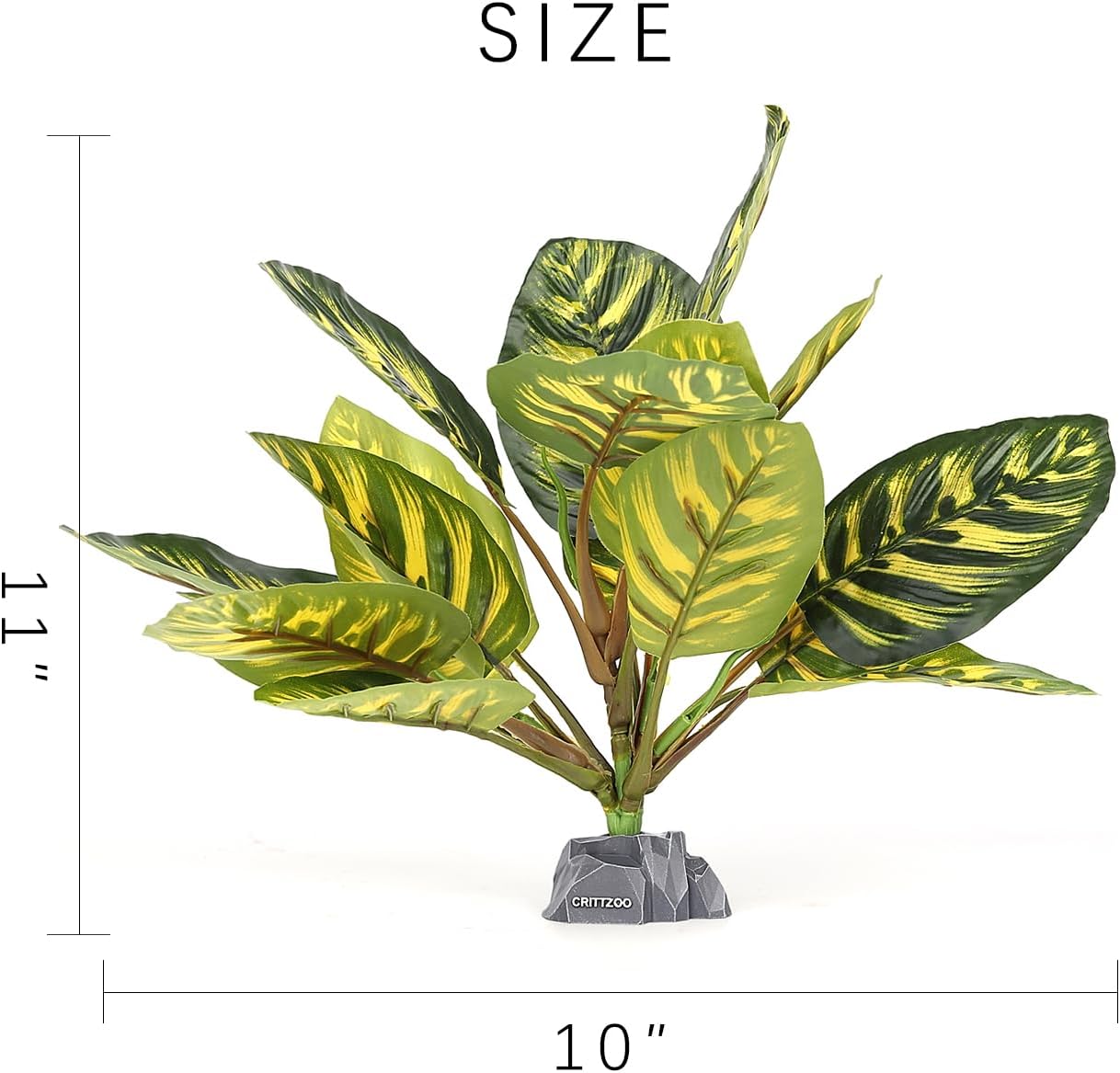 Reptile Terrarium Plants, Bearded Dragon Tank Decor Accessories for Ball Python Leopard Gecko Tree Frog Tarantula Lizard Corn Snake Tortoise Chameleon Crested Gecko - Fake Goeppertia Yellow