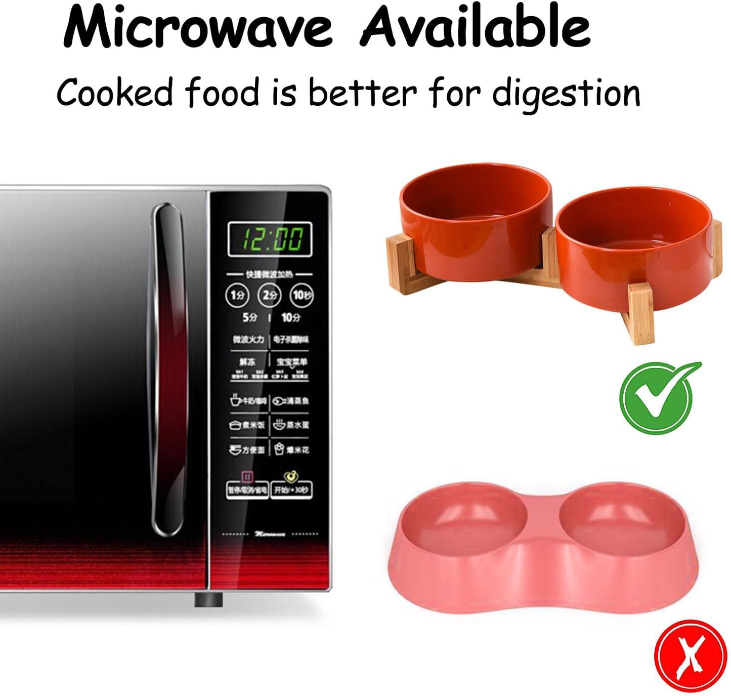 Petygooing Ceramic Cat Dog Bowl Set with Stand,Pet Food and Water Dishes,Medium Dog Bowls Anti -Slip Set of 2 Cat Dish Pet Food Bowls- Small Medium Size Pet (28OZ/6.1 in) Rust Red