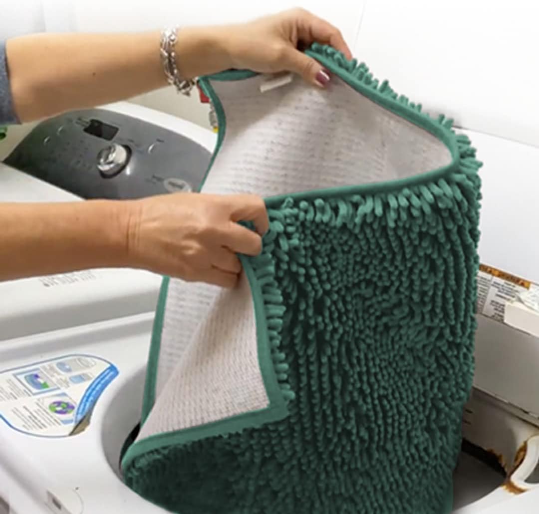 Muddy Mat® AS-SEEN-ON-TV Highly Absorbent Microfiber Door Mat and Pet Rug, Non Slip Thick Washable Area and Bath Mat Soft Chenille for Kitchen Bedroom Indoor and Outdoor - Seafoam Green 36" x 120"