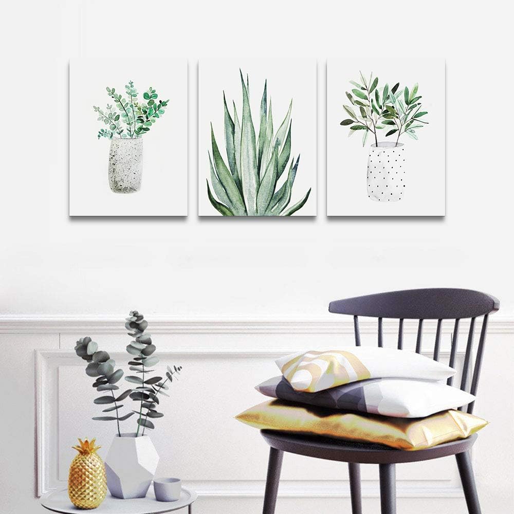 farmhouse Wall Art painting for dining room bathroom Abstract Canvas art family Wall decor for Bedroom kitchen Wall Decoration Living Room decor art Green Leaf pictures Artwork for home walls 3 piece