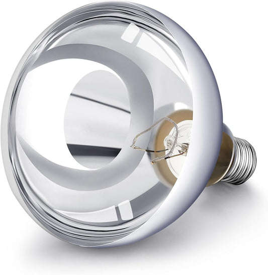 VIHOSE 1 Pack 250 Watt Heat Lamp 120v R40 Heat Lamp Bulbs Glass Incandescent Light Bulbs Incandescent Heating Lightbulbs for Reptiles Chicks Food Puppies Bathroom, Use E26 Base (Silver)