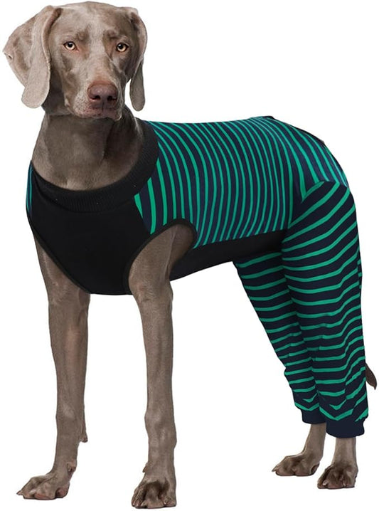 Kuoser Dog Recovery Suit, Anti Licking Dogs Rear Leg Sleeve, Abdominal Dog Surgical Suit with Pants Cover Protect Wounds, Dogs Elbow Protector Soft Pet Surgery Onesie Cone Alternative, Green 4XL