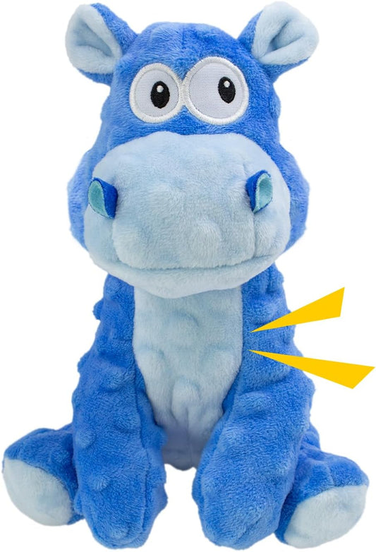 Squeaky Stuffed Dog Toys, Chew Toy for Large Medium Small Breeds, Plush Dog Toys to Keep Them Busy, Puppy Teething Dog Toy, Crinkle Dog Toy (Blue Hippo)
