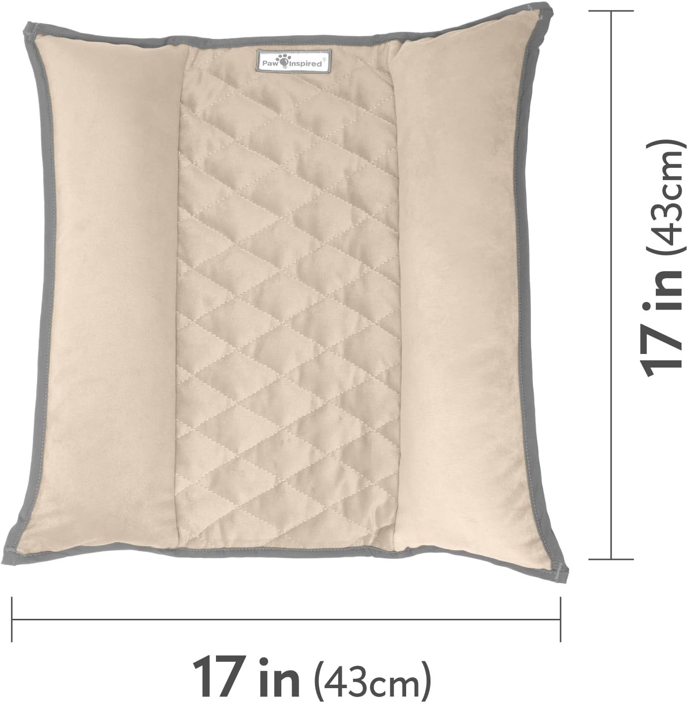 Paw Inspired Snuggle Bunny Bolster Bed for Rabbits, Cats, Dogs and Other Small Pets, Reversible Fleece Flop Bedding with Padded Sides (Gray/Beige)