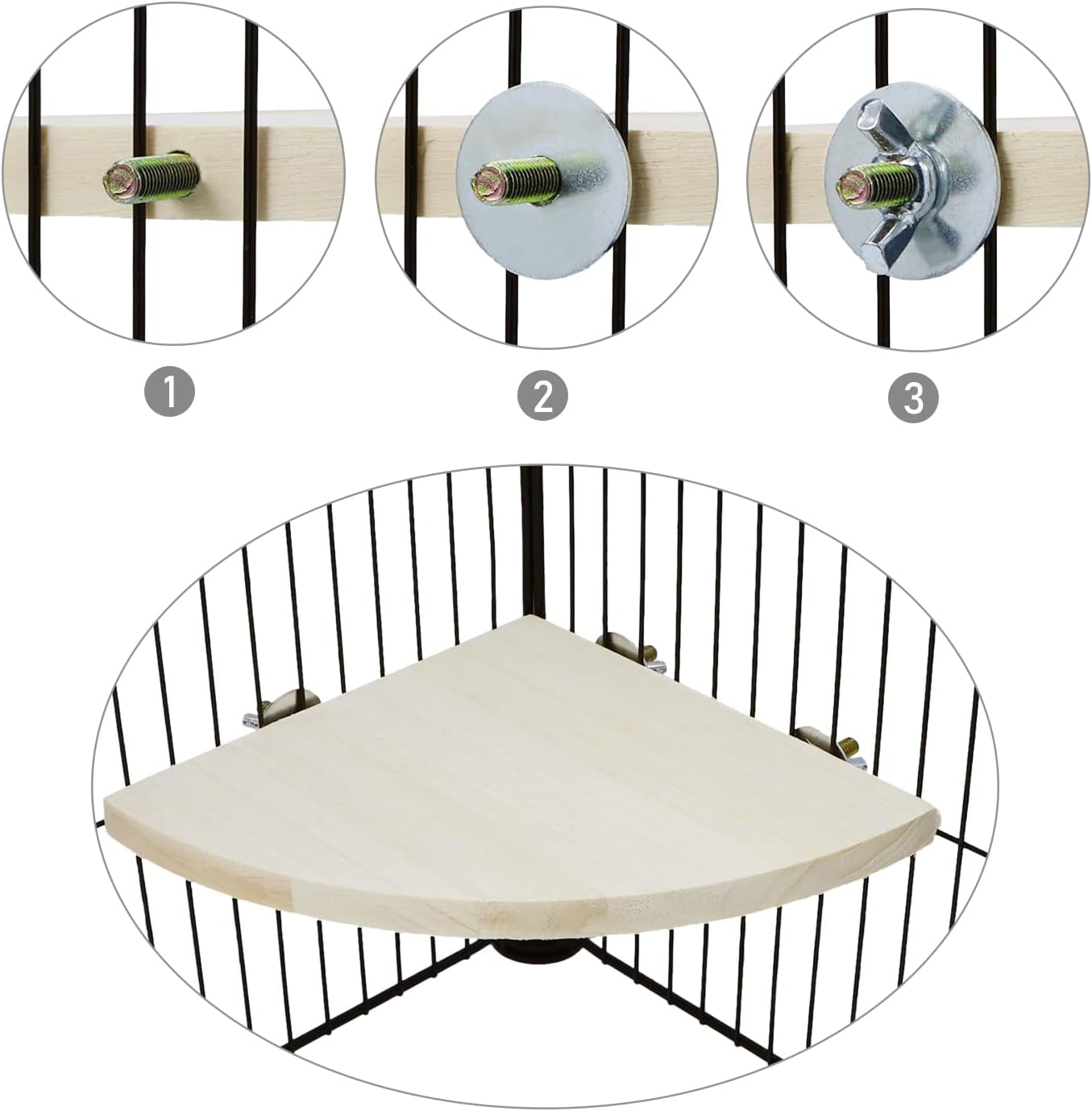 Wontee Bird Perch Stand 2 Pack Wooden Platform Corner Ledge for Budgies Cockatiels Conures African Greys Rats Gerbils Chinchillas Squirrels (M (6.7"x6.7")