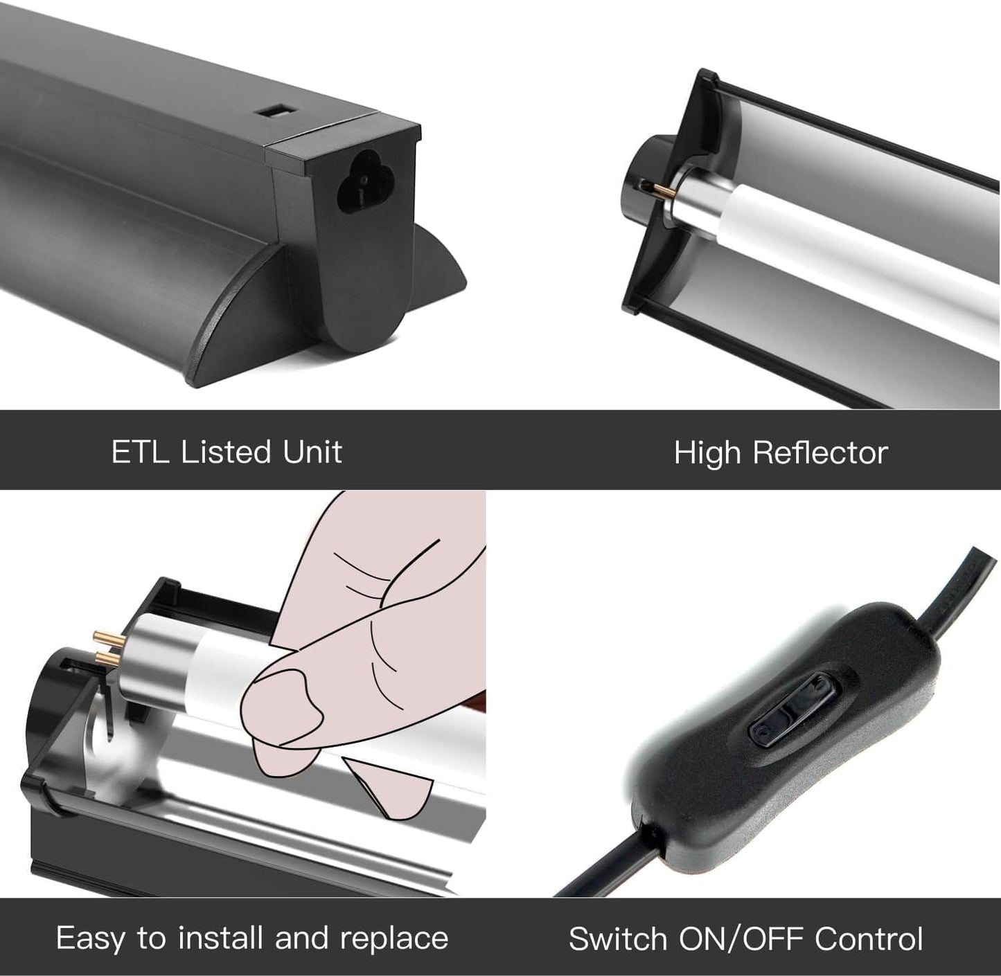 MRREPTILE T8 UVB Reptile Light, 15W 10.0 UVB Lamp for Desert Reptiles, Bearded Dragon UVB Light Bar, UVB Reptile Liner Light Fixture and Tube Bulb