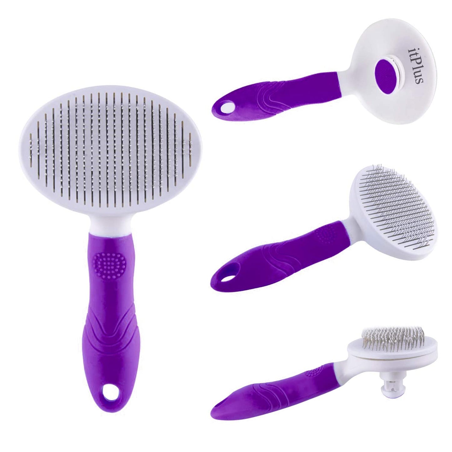 Cat Self Cleaning Slicker Brush, Pets Skin Friendly Grooming Brushes for Shedding Dogs Cats Hair Easy to Remove Loose Undercoat with Long or Short Hairs Pet Massage Tool for All Hair Type- UPGRADED