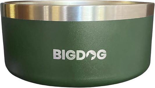 BigDog Dog Bowls, Dog Bowls for Large Dogs, Stainless Steel Dog Bowls, No Spill Dog Bowls, Dog Food and Water Bowl (100 Ounce, Army Green)