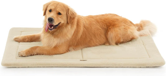 MADE 4 PETS Dog Crate Pad Bed for Large Dogs, Washable & Reversible, Anti-Slip Kennel Mat for Cozy Sleeping, Soft Fluffy Dog Bed for Indoor & Outdoor Use, 44"x32", Beige