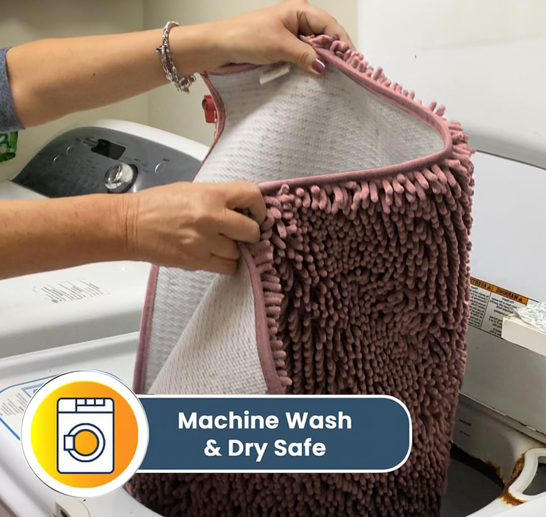 Muddy Mat® Shown on TV – Super Absorbent Door Mat Indoor, Microfiber Quick Dry Chenille Entryway Rug, Non-Slip Front Door Mat, Indoor Mats for Entryway, Machine Washable Pet Rug, Pink 24"x36"