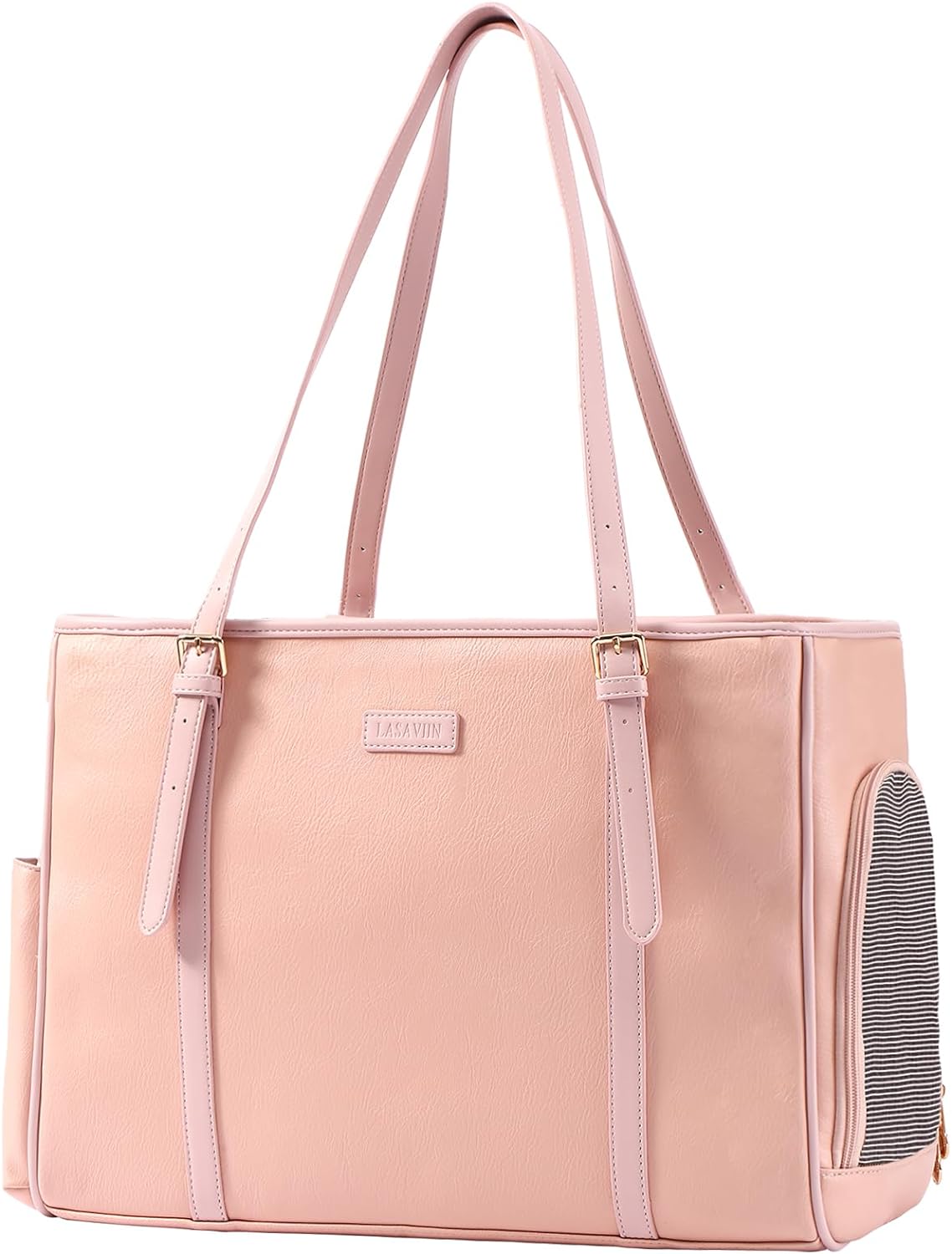 Fashion Dog Purse Pet Carrier Leather Bag for Small Dogs Cats Puppy, Portable Tote Bag Airline Approved Soft-Sided Carriers (Pink)