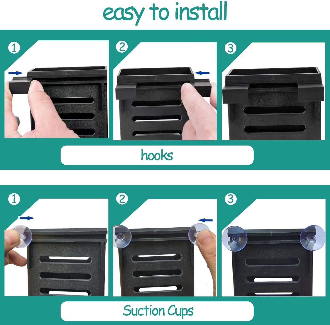 2 PCS Hanging Aquarium Planter Cups, Aquatic Plants Holder, Aquarium Decorations - Fish Tank Plants Pot for Live Aquarium Decor (Black)