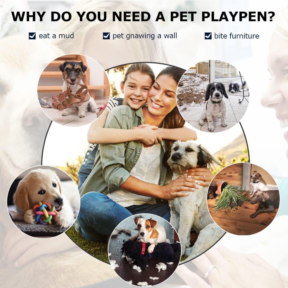 BestPet Dog Playpen Indoor 32 inch 16 Panels Metal Dog Pen Pet Dog Fence Outdoor Exercise Pen with Doors,Pet Puppy Playpen for RV Camping Yard, Black