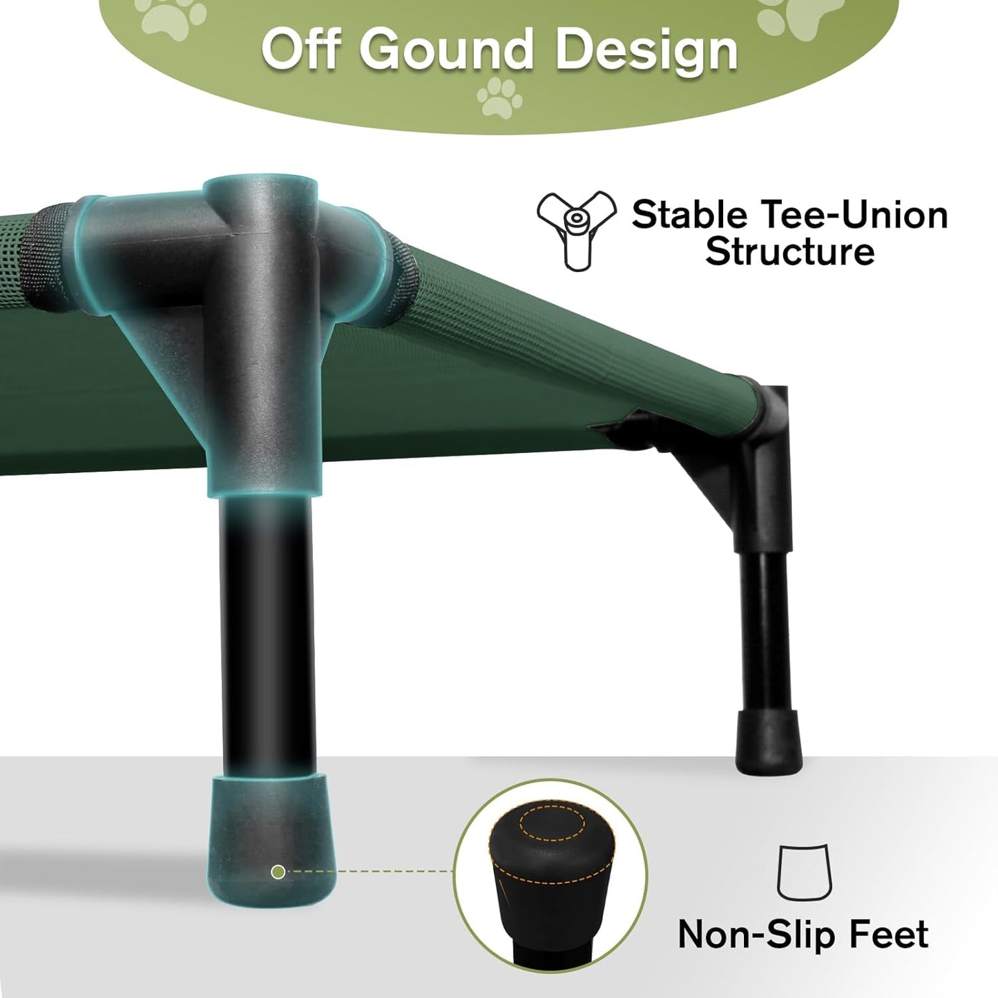 Small Elevated Dog Bed 22 Inch - Puppy Cooling Cot with Removable Washable Breathable Mesh, Raised Dog Cots Beds for Indoor and Outdoor, Green