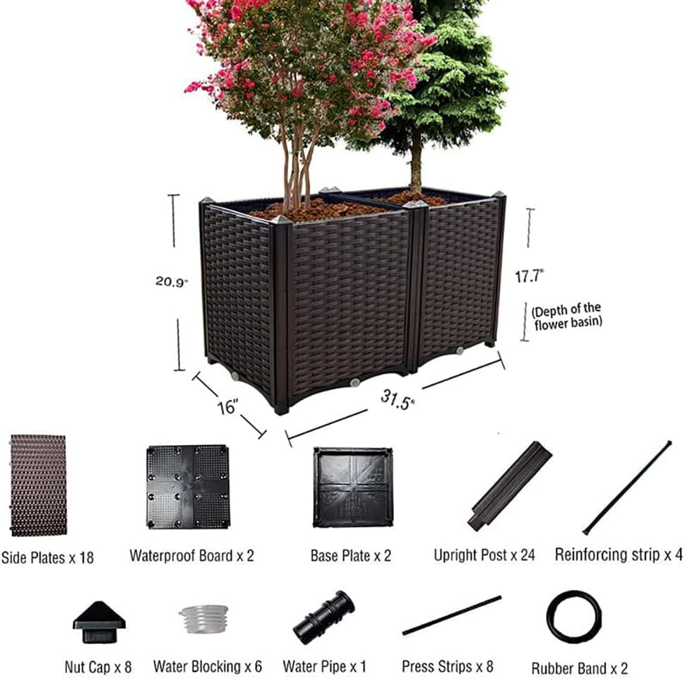 Raised Garden Bed Planter for Outdoor Plants Planter Box Elevated Garden Boxes Deepened Plant pots Perfect for Garden Patio Balcony Deck to Planting Flowers Vegetables Tomato and Herbs
