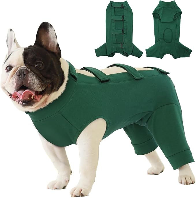 IECOii Dog Onesie for Surgery,Dog Surgery Suit Female Spay Recovery Suit for Medium Size Dog,Dog Recovery Suit Male Pet Abdominal Anti Licking Shirt,Dog Bodysuit Alternative to Cone E-Collar,M-Green