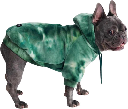 Spark Paws Dog Hoodie – Premium Dog Sweater for Small, Medium, and Large Dogs | Warm Outfits for French Bulldogs, Pitbull, Puppy, Winter Jacket Alternative - Green Skydye, L