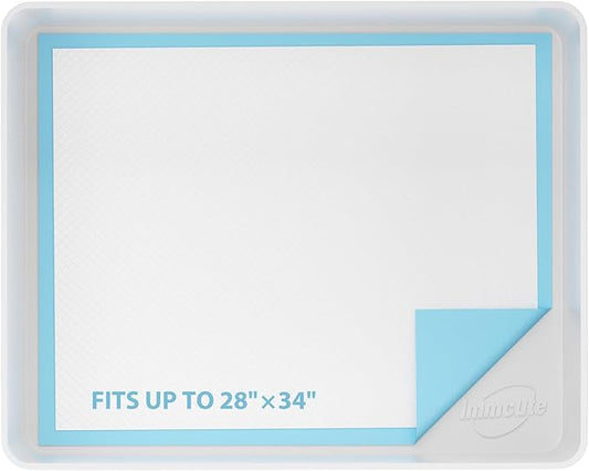 IMMCUTE Pee Pad Holder for Dogs, Thickened Soft Silicone Extra Large Puppy Pad Holder Fits Up to 28" x 34" Pee Pads, Non-Slip High Edge Pee Pad Holder, for Leak-Proof Urine, Floor Protection