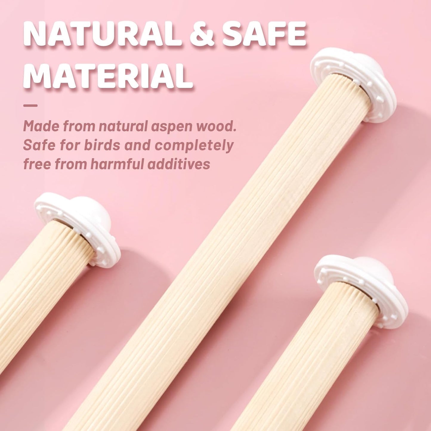 6 Pcs Wooden Bird Cage Perch, Cage Accessories, Parrot Toys, Mimics Wild Branches, for Parakeet, Cockatiel, Conure, Budgie, Lovebird, Small Medium Birds