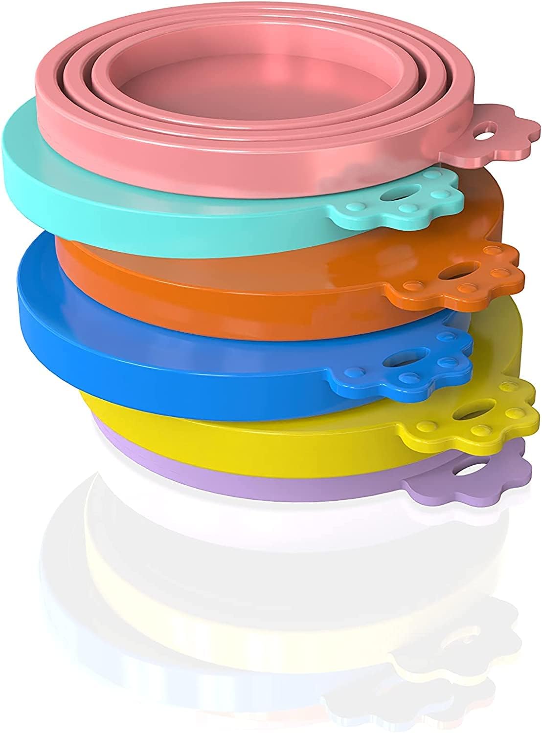 8 pack Silicone Pet Food Can Lids for 3 Standard Size Food Cans for Pet Food Cans or Canned Goods, Multicolor