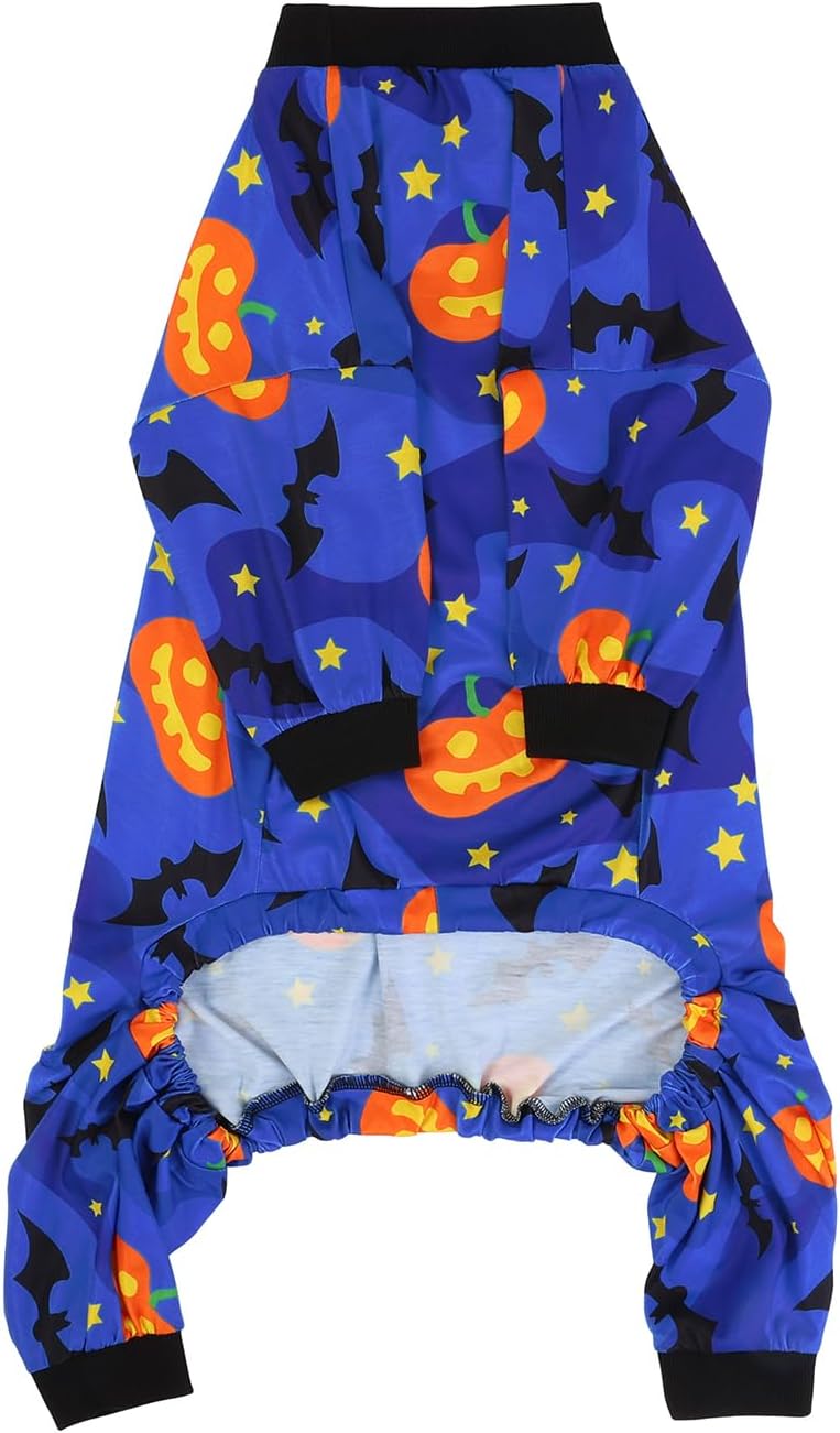 HDE Dog Pajamas One Piece Jumpsuit Lightweight Dog PJs Shirt for M-3XL Dogs Starry Pumpkins - XL