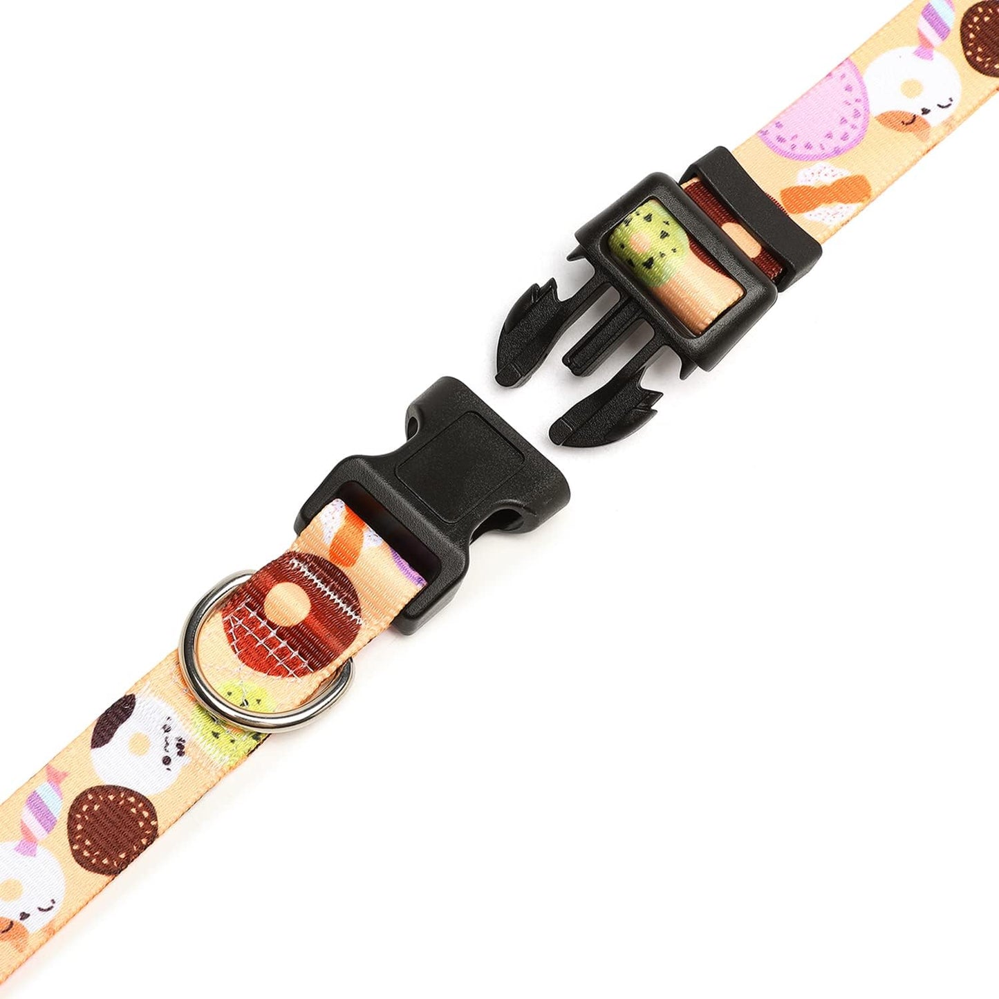 Mercano Adjustable Dog Collar - Special Design Patterns, Soft Nylon Comfortable Durable Pet Collar for Small Medium Large Dogs (L, Beige Cookie)