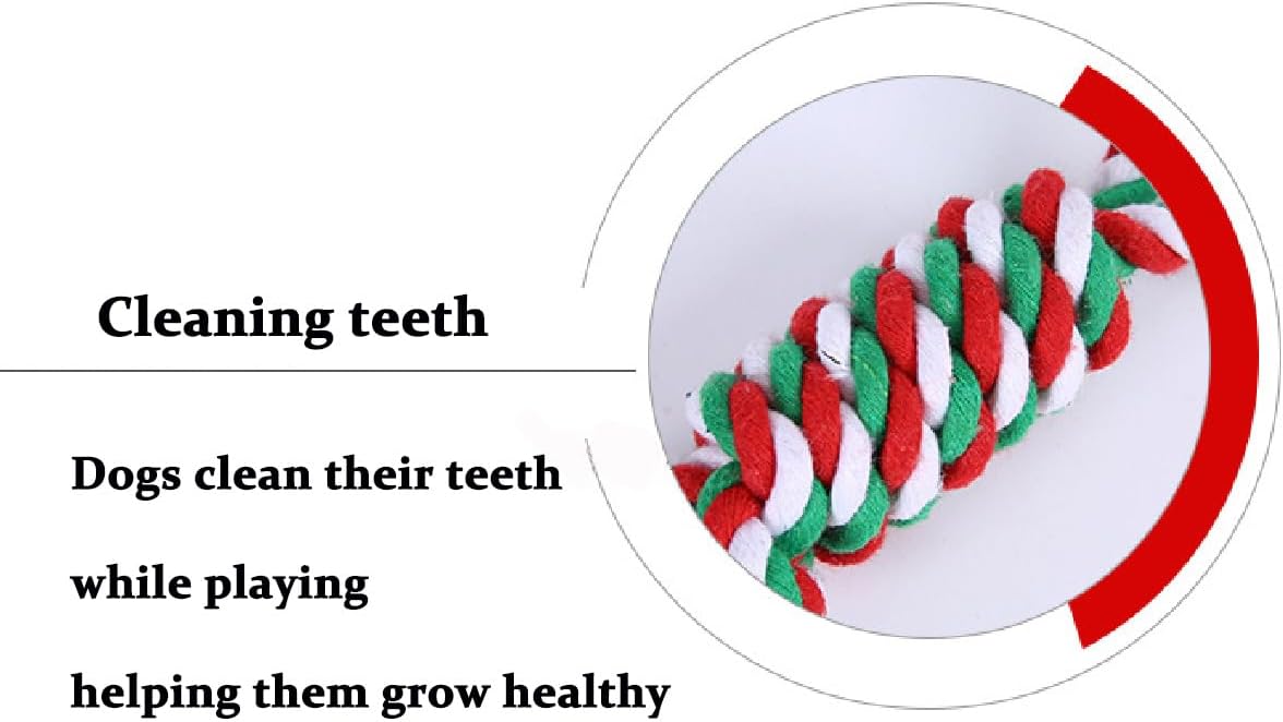 Dog Chew Toys,Dog Toys for Small Dogs and Medium Dogs for Boredom and Stimulating Teeth Cleaning Gum Massage Tug Christmas Dog Ball Rope Toy Set of 2