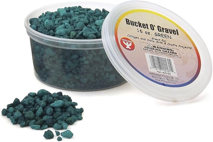 Hygloss Products Craft Rocks, Mini Stones For Art Projects - Bucket O' Gravel, Green, 1 lb