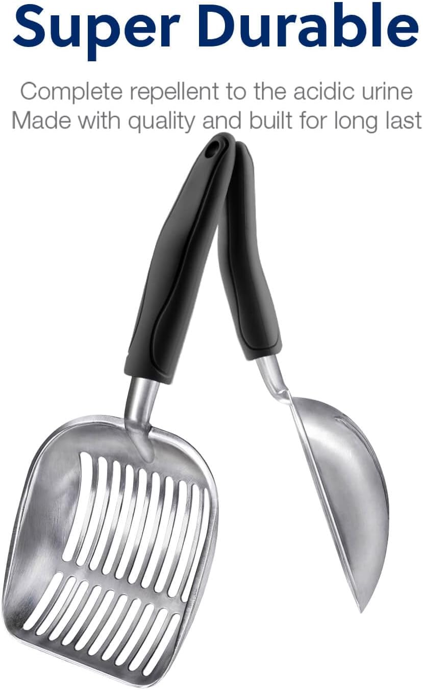 WePet Cat Litter Scoop, Aluminum Alloy Sifter, Kitty Metal Scooper, Deep Shovel, Long Handle, Poop Sifting, Kitten Pooper Lifter, Durable, Heavy Duty, for Litter Box