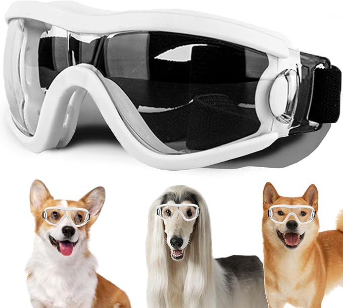 Medium Dog Sunglasses with Adjustable Strap UV Protection, Winproof Puppy Sunglasses, Suitable for Dogs Eyes Protection，Soft Dog Goggles