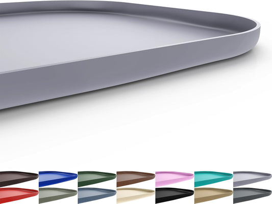 Silicone Pet Feeding Mat with Raised Edge for Food and Water, Dog Bowl Mats, Cat Bowls Placemat with High Lip for Floor Waterproof, Rubber Tray for Cats and Dogs 19 x 12 x0.7 Light Gray