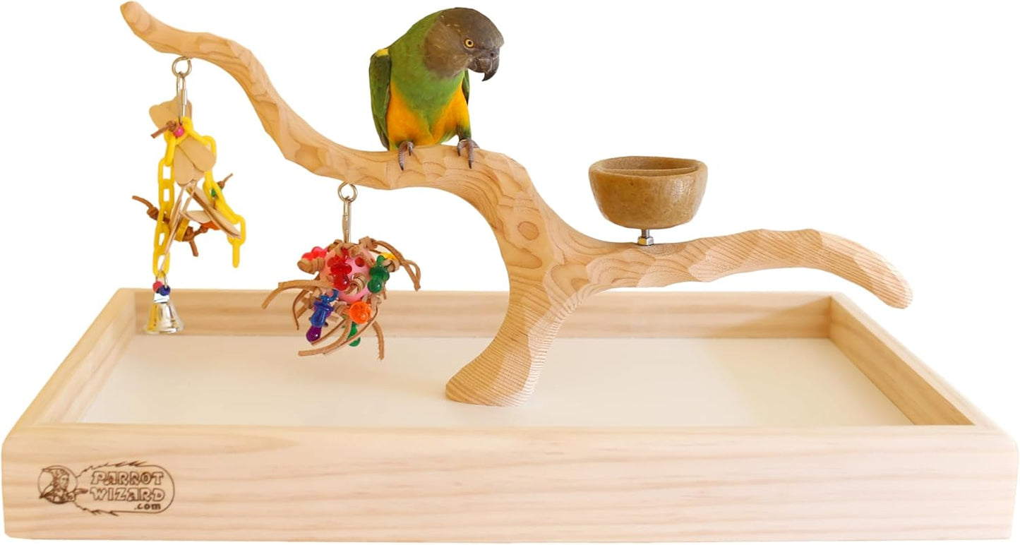 Deluxe Tabletop Perfect Tree (with Bowl) - Tree Stand for Parakeets and Small Parrots