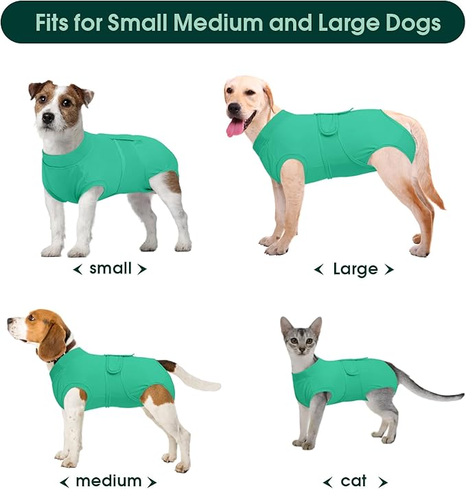 Kuoser Dog Surgery Suit Female Spay, Dog Recovery Suit Male Neuter, Puppy Clothes Onesie for Surgery Anti Licking Abdominal Wounds Pet Surgical Recovery Bodysuit Shirt, Substitute E-Collar & Cone