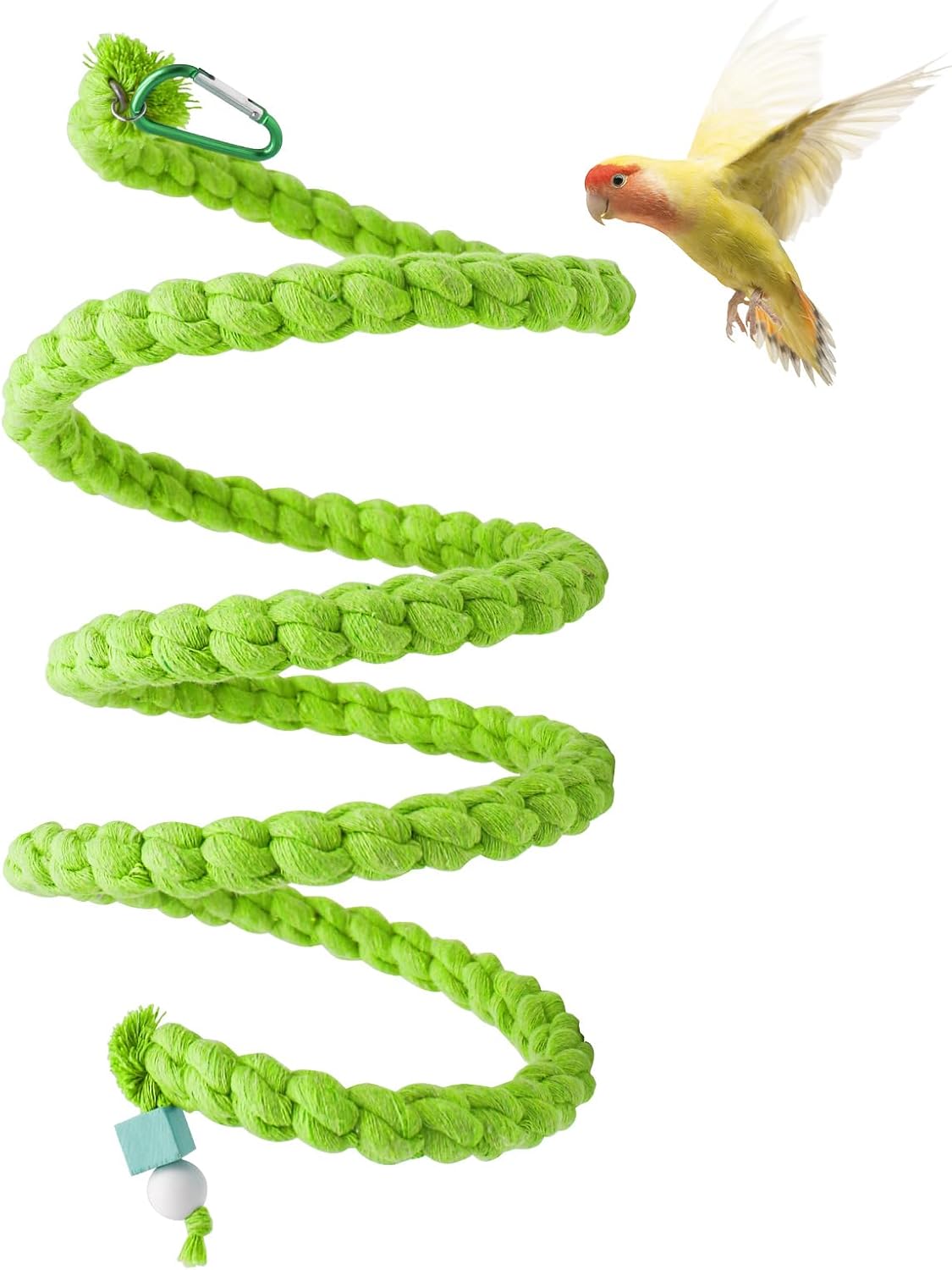 Dnoifne Bird Spiral Rope Perch, Bird Rope Swing Perch, Bird Cage Stand Pole Accessories, Bird Standing Climbing Toy for Parrot Parakeet Budgies Lovebirds Cockatiels, Green