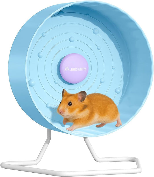 9.5" Silent Hamster Wheel, Non-Slip Track, Exercise, Release Stress, Relieve Anxiety, Adjustable Height Stand, for Syrian Dwarf Hamster, Gerbil, Mice, Other Small Medium Sized Pets, Blue