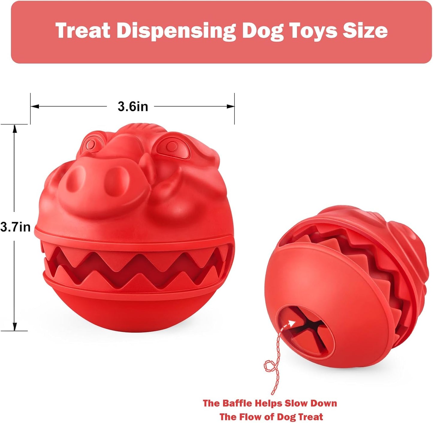 Rubber Treat Dispensing Dog Toys, Indestructible Dog Ball for Aggressive Chewers, Interactive Treat Toy for Boredom to Keep Them Busy, Large Aggressive Chew Dispensing Ball