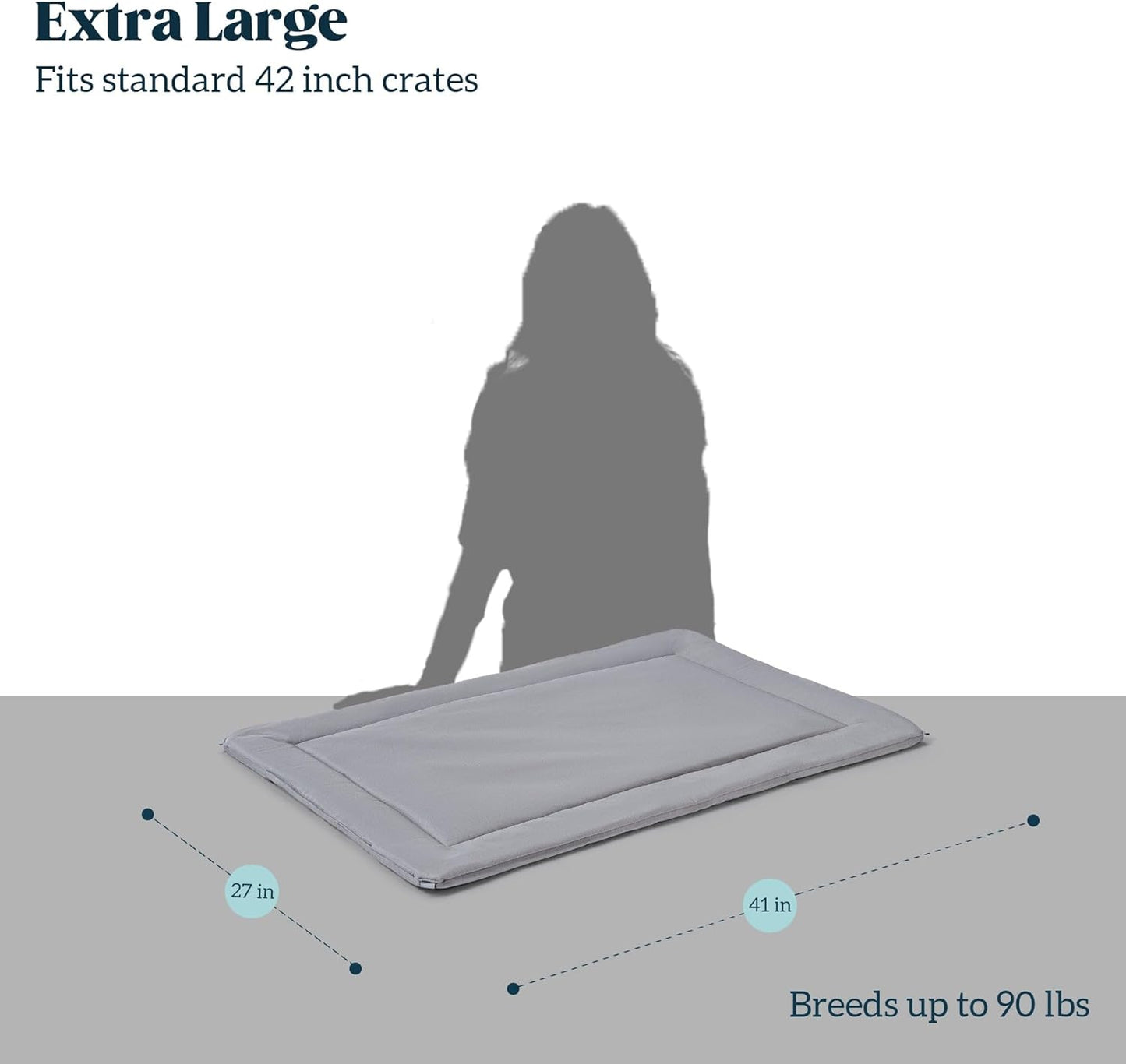 Cybarmour Chew Proof Dog Crate Pad - Outdoor Indestructible Dog Bed - Tough - Potable - Machine Washable - Water & Dirt-Resistant - Large Breeds & Fits 42-Inch Crate - 41"x27", Limestone