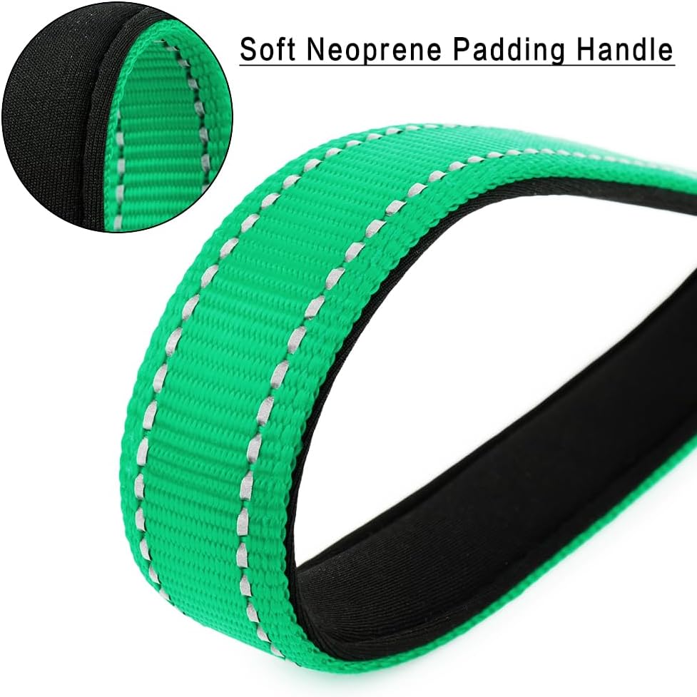 PLUTUS PET 10” Short Dog Leash, Reflective Nylon Padded Handle, Strong Traffic Leash with Carabiner Clip, Perfect for Large or Medium Dogs（10”，Green