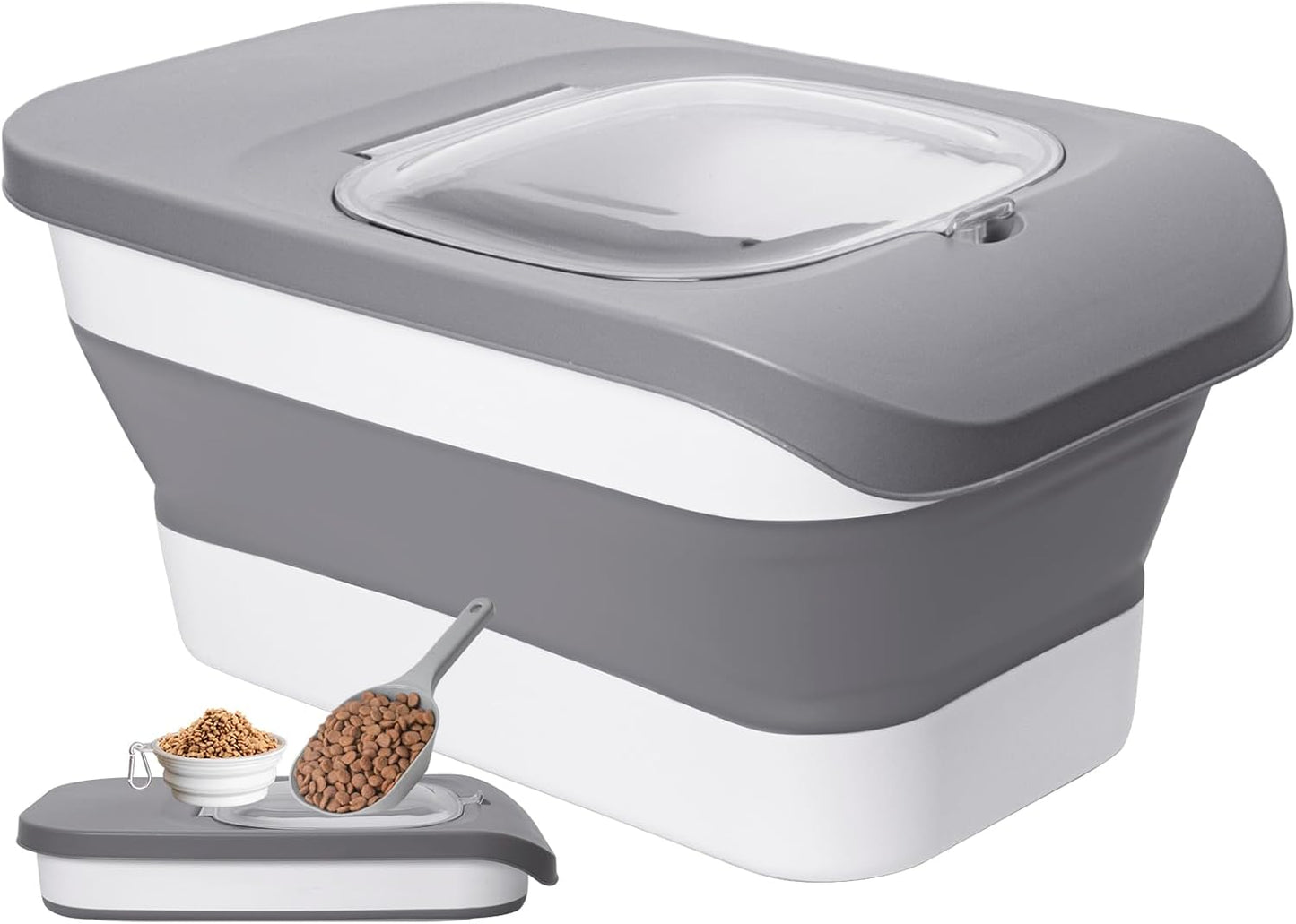 10-13 Lbs Dog Food Stroage Container, Collapsible Dog Food Containers with Airtight Lid, Pet Food Scoop and Silicone Dog Bowl, Pet Food Storage Container Dry Food for Dog, Cat and Other Pets