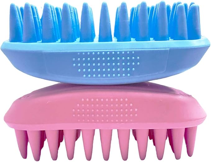 Pet Silicone Shampoo Brush for Long & Short Hair Medium Large Pets Dogs Cats, Anti-skid Rubber Dog Cat Pet Mouse Grooming Shower Bath Brush Massage Comb (Blue (New))