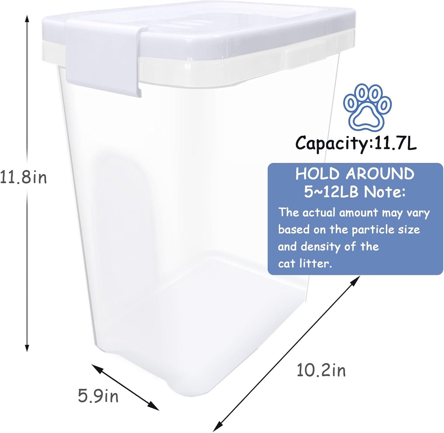 2 Pcs Cat Litter Storage Container with Airtight Lid Cat Litter Storage Bin with Spout Sealable Heavy Duty Bucket