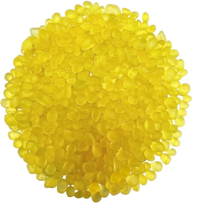 Glass Stones, 0.85LB/385g Aquarium Gravel Rocks, Yellow Pebbles for Fish Tank, Sea Glass for Vase Filler Craft