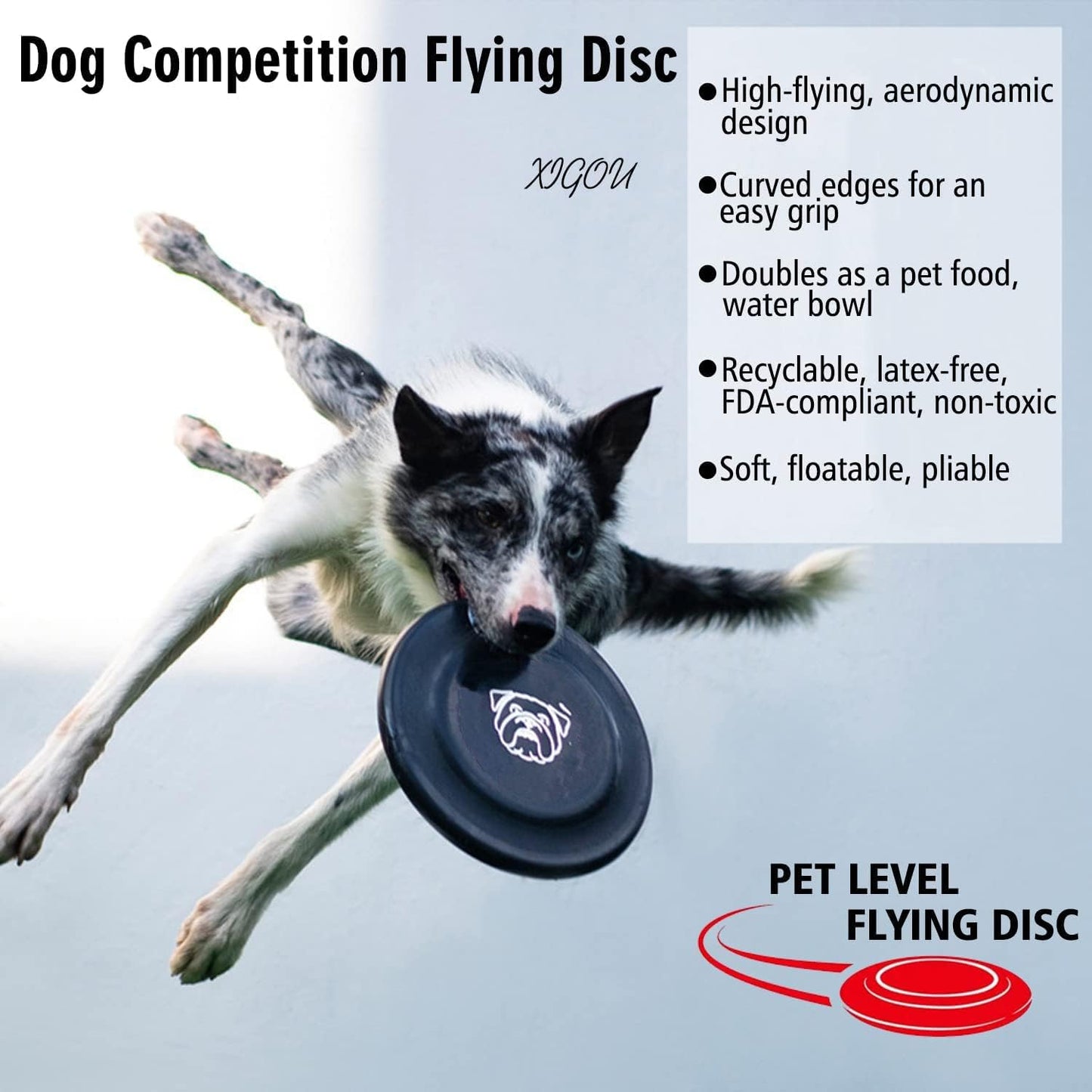 Dog Flying Disc, 3 Pcs Competition Dog Flyer Toy, Soft Indestructible Rubber Lightweight Flying Discs Toy for Dogs - Floats On Water, Gentle On Teeth and Gums