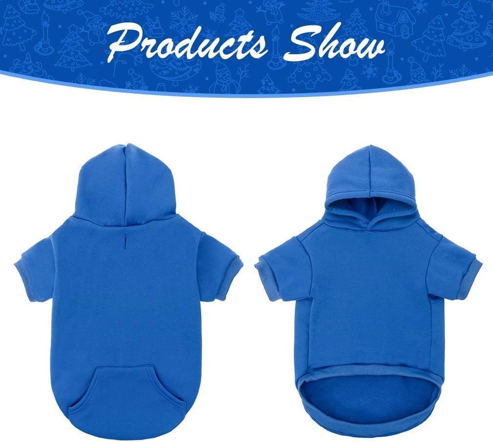 KOOLTAIL Basic Dog Hoodie - Soft and Warm Dog Hoodie Sweater with Leash Hole and Pocket, Dog Winter Coat, Cold Weather Clothes Sweatshirt for Small Medium Large Dogs Puppy Cat Boys Girls Blue XL